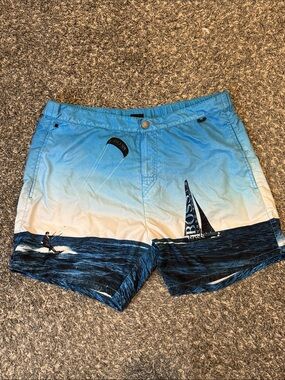 Hugo Boss Blue Ombre Sail & Wave Swim Shorts